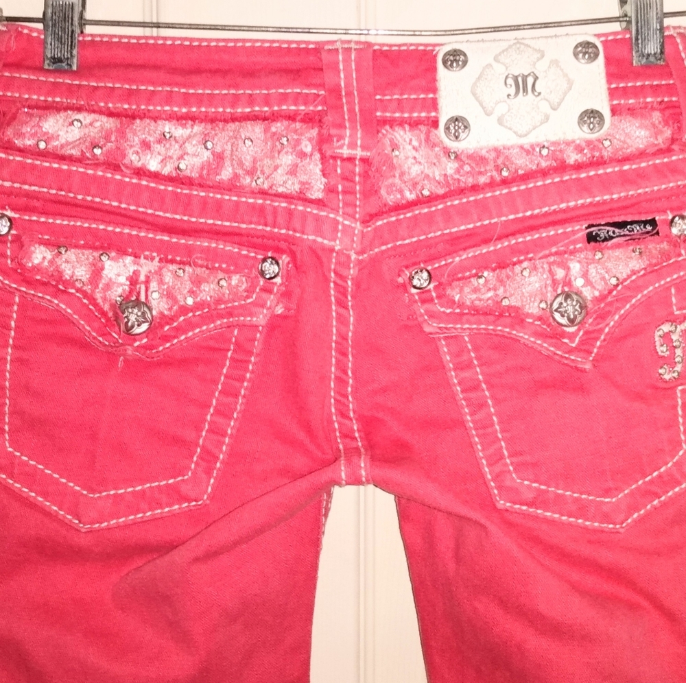 Miss me pink coral cropped jeans 27